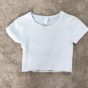 Arie light blue athletic short sleeved crop top